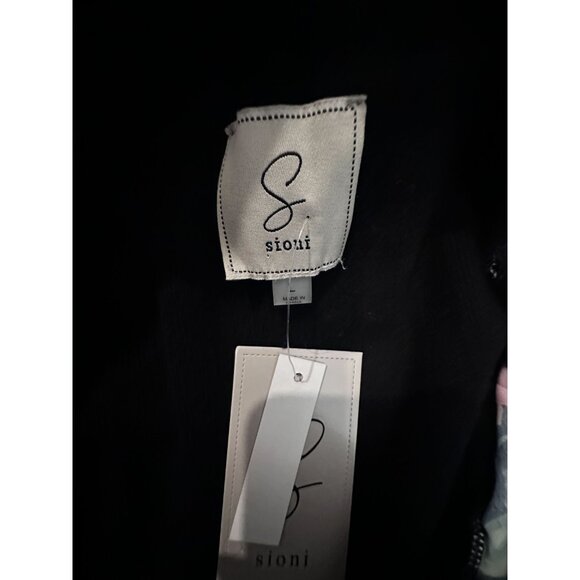 SIONI Black Floral Hooded Zip-up Jacket Soft Cozy 52% Viscose Sz L NWT - Picture 2 of 8